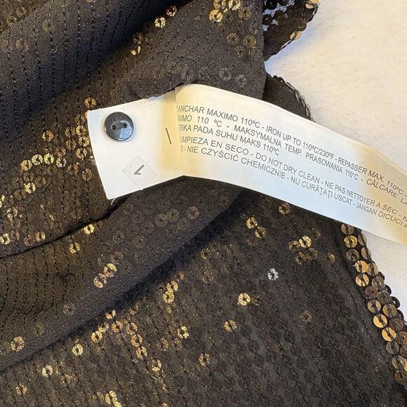 Zara Limited Edition Metallic Gold Sequin Beaded Button Up Blouse Womens Size M - Picture 11 of 15